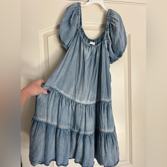 puffy denim dress Ruffle Puff Summer Dress | Cute Multicoloured Dress Size:42 Meet the Dark Blue